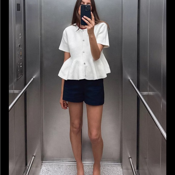 Zara Sweaters - Zara White Short-Sleeve Cardigan